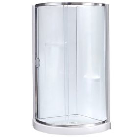 Breeze 38” x 38” x 77” Corner Shower Kit with Clear Glass, Walls, Base and Chrome Hardware