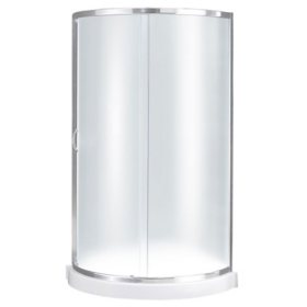 Breeze 36” x 36” x 77” Corner Shower Kit with Frosted Glass, Walls, Base and Chrome Hardware