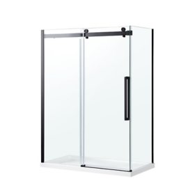 OVE Decors Bel Soft Close 60" W x 32" D x 78-3/4" H  Corner Shower with Sliding Door, Side Panel & Base		