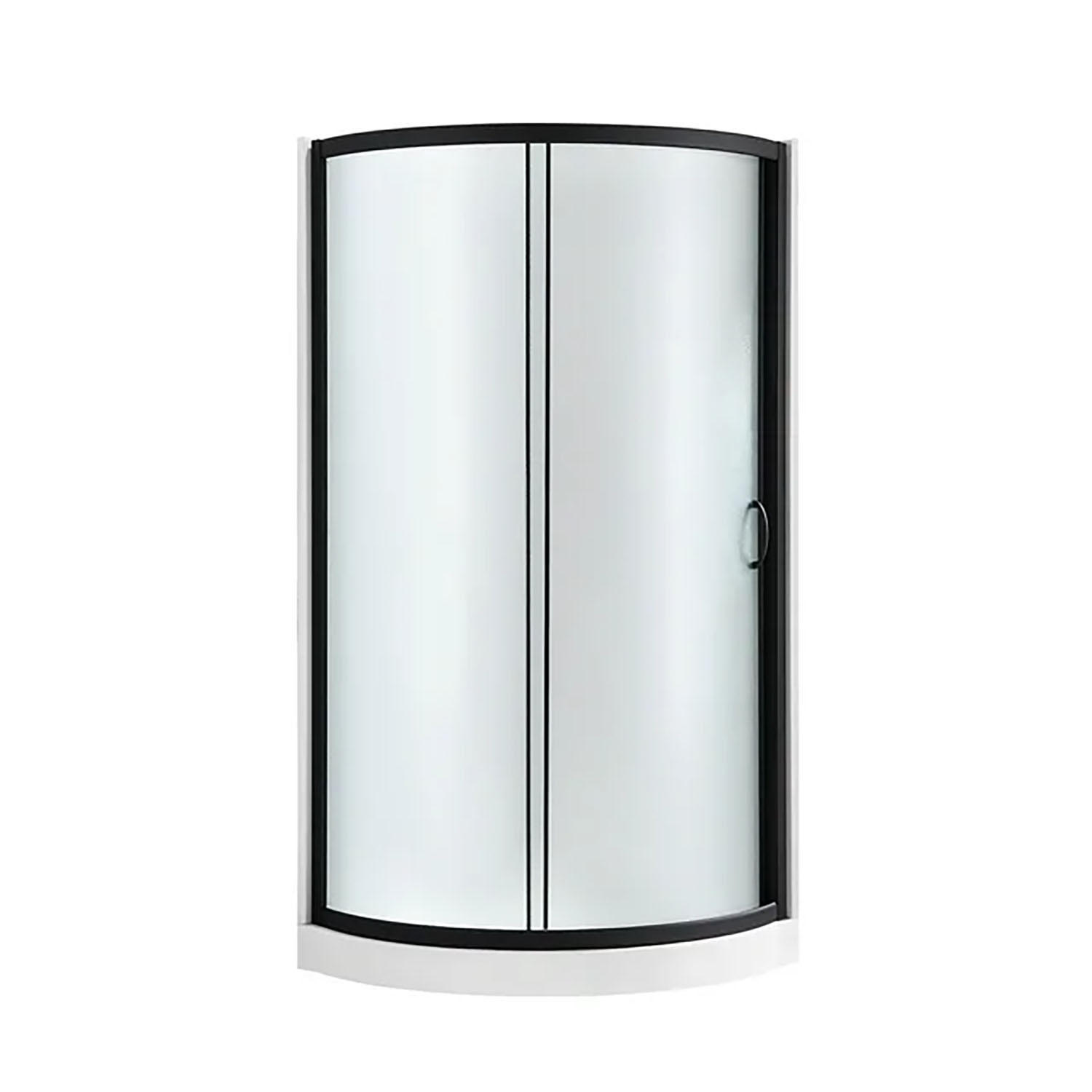 OVE Decors Breeze 34 in x 34 in x 77 in H Curved Corner Shower Kit with Frosted Glass, Walls, Base and Hardware - Matte