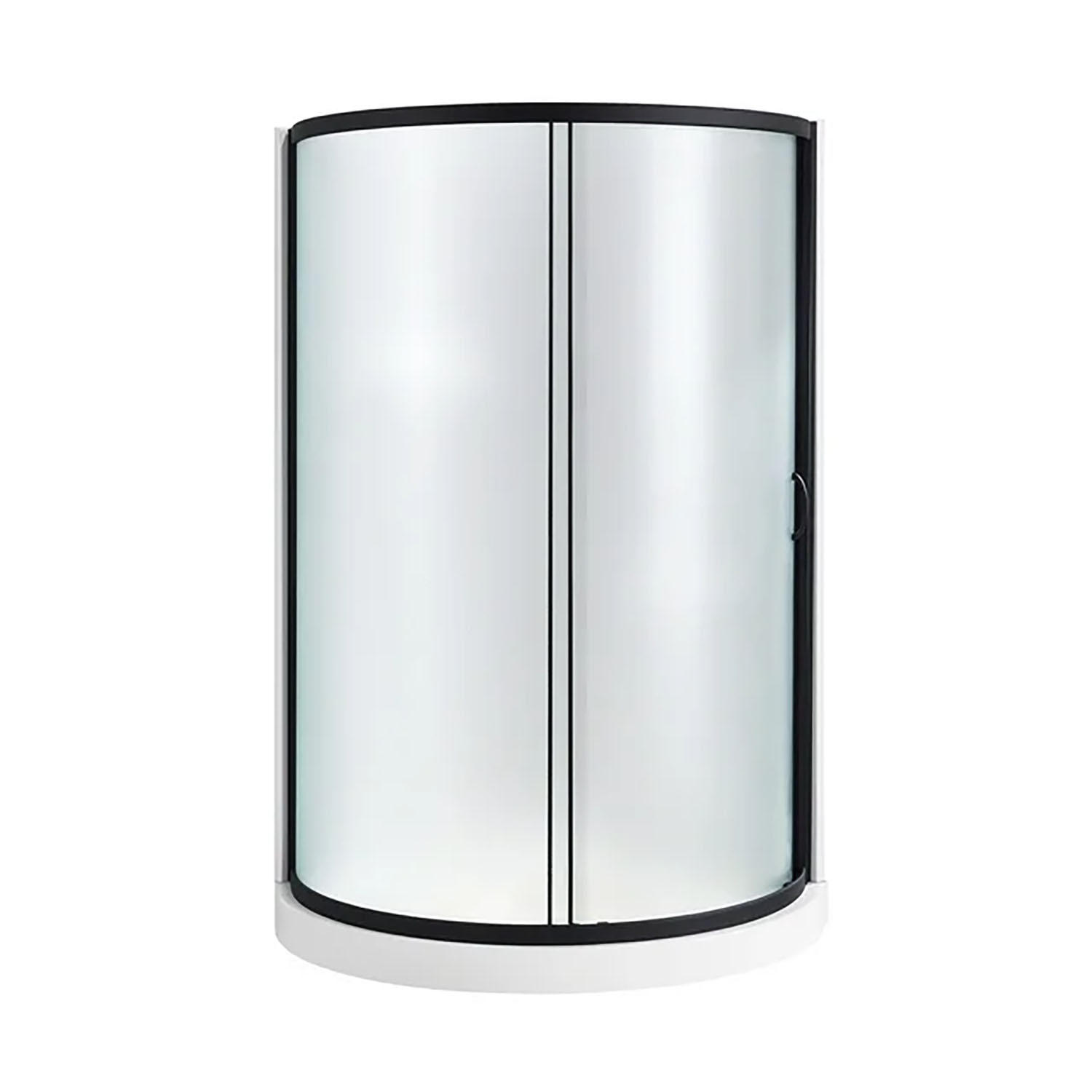 OVE Decors Breeze 36 in x 36 in x 77 in H Curved Corner Shower Kit with Frosted Glass, Walls, Base and Hardware - Matte