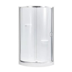 Breeze 34” x 34” x 77” Corner Shower Kit with Clear Glass, Walls, Base and Hardware
