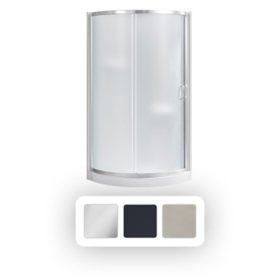Breeze 32” x 32” x 77” Corner Shower Kit with Frosted Glass, Walls, Base and Hardware