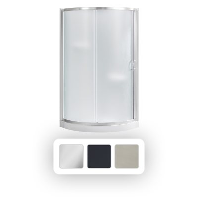OVE Decors Breeze 36 in x 36 in x 77 in H Curved Corner Shower Kit with Frosted Glass, Walls, Base and Hardware - Satin