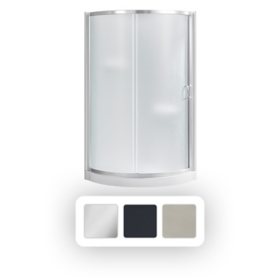 Breeze 36” x 36” x 77” Corner Shower Kit with Frosted Glass, Walls, Base and Hardware