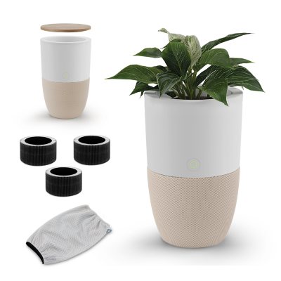 Dupray Air Purifier with Planter and Custom Walnut Accent Table Design