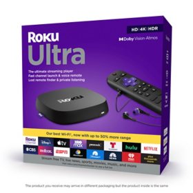 Roku Ultra 2020 | Streaming Media Player HD/4K/HDR/Dolby Vision with Dolby Atmos, Bluetooth, and Roku Voice Remote with Headphone Jack and Personal Shortcuts, includes Premium HDMI Cable