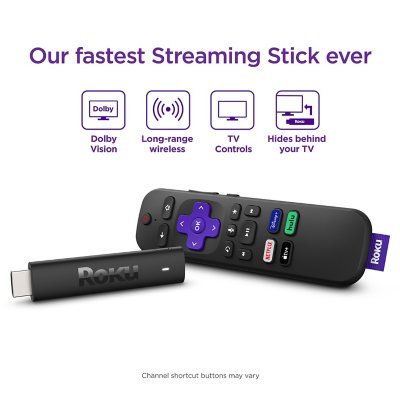 Roku Streaming Stick 4K Streaming Device 4K/HDR/ Dolby Vision with Roku  Voice Remote and TV Controls - Sam's Club