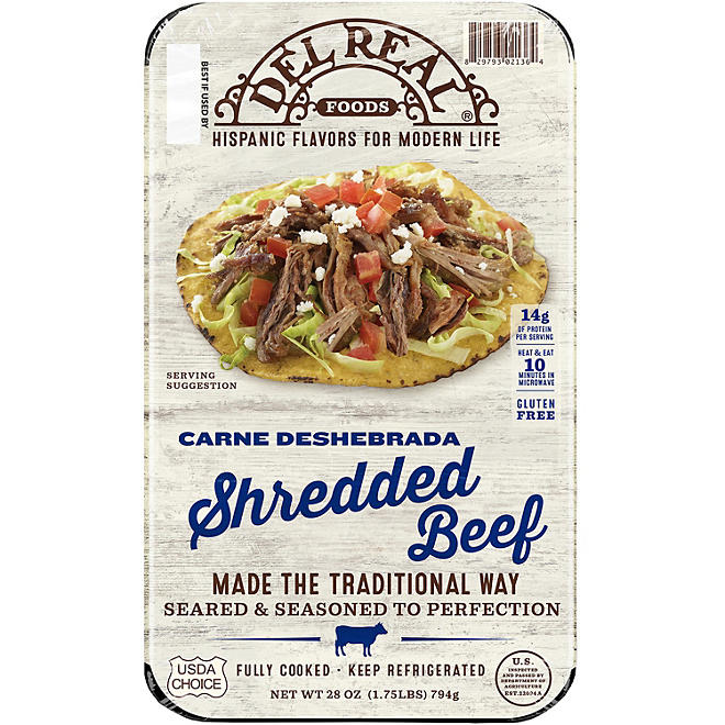 Del Real Foods Seasoned Shredded Beef  (28 oz., 1.75 lbs.)