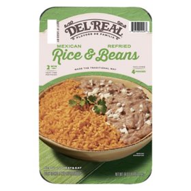 Del Real Foods Slow Cooked Rice and Refried Beans, 64 oz.