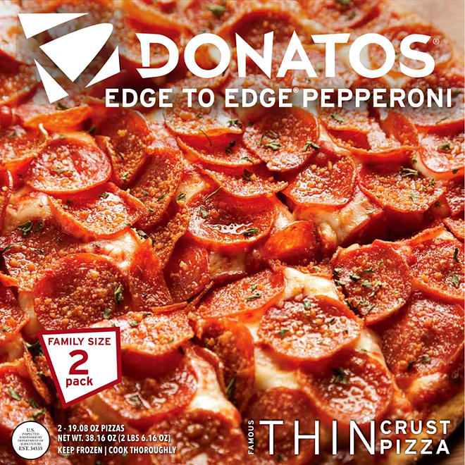 Donatos Edge to Edge Thin Crust Pepperoni Pizza, Frozen (2 pk.)