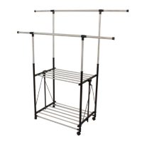 Greenway Stainless-Steel Collapsible Double-Bar Garment Rack