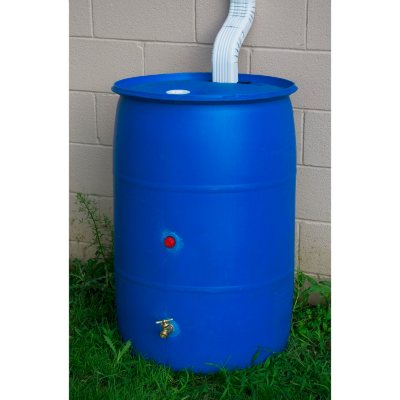 Renewed Blue 55 Gallon Plastic Water Barrels 