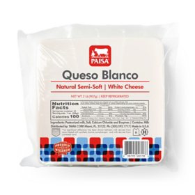 PAISA Queso Blanco Natural Semi-Soft White Cheese, 2 lbs.