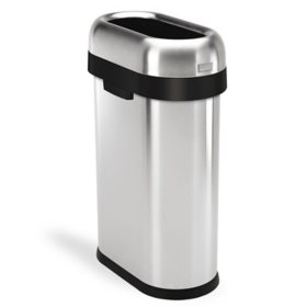 simplehuman 13.2 Gal. Slim Open Can, Brushed Heavy-Gauge Stainless Steel		