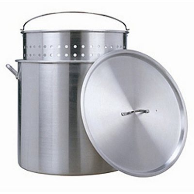 80 Qt. Aluminum Stockpot with Strainer Basket and Lid