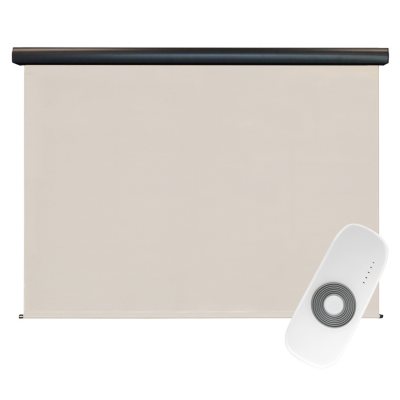 Rechargeable Motorized Outdoor Sun Shade With Protective Valance, Chalk:- 7' x 8'
