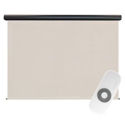 Rechargeable Motorized Outdoor Sun Shade With Protective Valance - Chalk 8x8