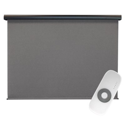 Rechargeable Motorized Outdoor Sun Shade With Protective Valance, Quartz:- 10' x 8'