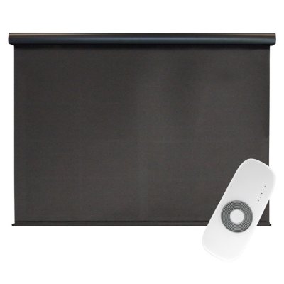 Rechargeable Motorized Outdoor Sun Shade With Protective Valance, Shale:- 7' x 8'