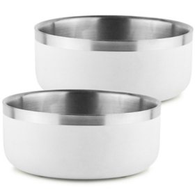 Double-Walled 2 pk. Dog Bowl w/ Silicone Feet, 9 cups (Choose color)