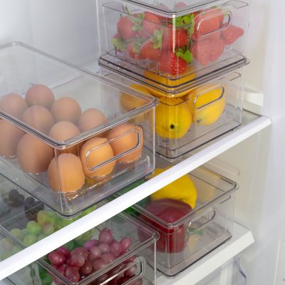 Set Of 10 Refrigerator Organizer Bins - 5 Wide and 5 Narrow Stackable  Fridge Organizers for Freezer, Kitchen, Countertops, Cabinets - Clear  Plastic