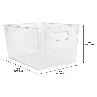 HFUN Plastic Storage Bins Stackable, Durable Organizing Container with Handles, Pack of 4 Portable Clear Plastic Bins, BPA Free Organization Pantry