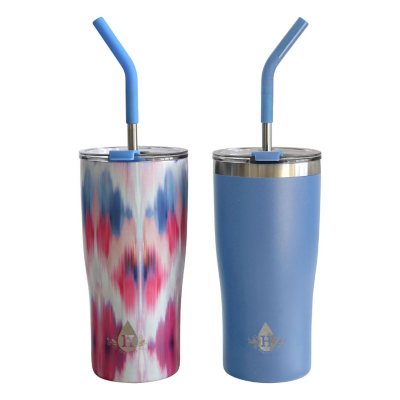 20 oz. Double Wall Plastic Tumbler With Straw