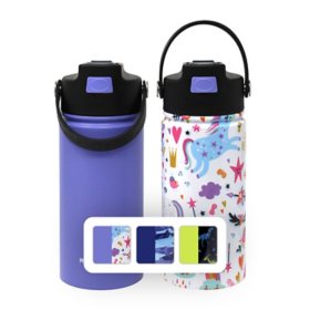 Owala FreeSip 24-oz. Stainless Steel Water Bottle + 2 Bonus Straws Combo  Pack (Teal/Purple) 