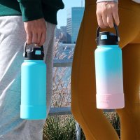 Hydraflow Hybrid 13-Piece 34-oz. Double Wall Stainless Steel Bottles with Bonus Accessories (Assorted Colors)
