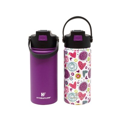 2pk Colby Kids' Stainless Steel 12oz Water Bottles Pink/Purple - Ello