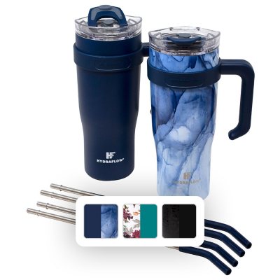 Hydraflow Capri 40 oz. Navy Dark Blue Stainless Steel Vacuum Insulated Tumbler with Handle, Powder Navy