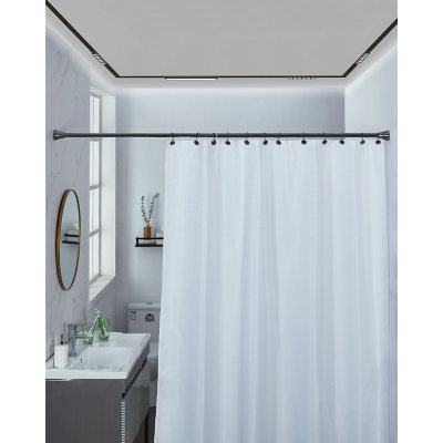 Lavender & Sage Adjustable Chrome Shower Curtain Rod Set with 12 Hooks, 42 inch - 72 inch, Size: 42-72, Silver