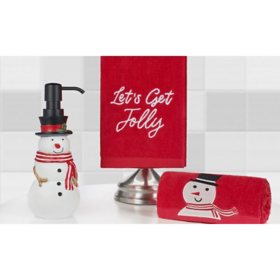 Holiday Hills 3-Piece Christmas Bathroom Accessories Set (Assorted Designs) 