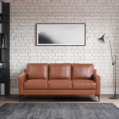 Serta Fleming Faux Leather Sofa, Brown:- Brown