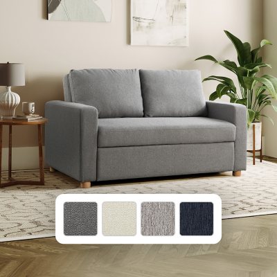 Serta Tennyson Full Convertible Sofa, Grey Boucle:- Grey Boucle