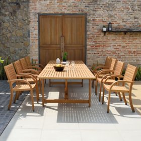 Amazonia Logan Outdoor Dining Set Teak Finish, Choose Style