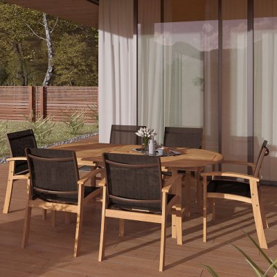 preston teak amazonia dining outdoor certified piece samsclub