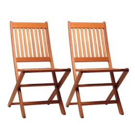 Amazonia Roland 2-Piece 100% FSC Folding Patio Dining Chairs