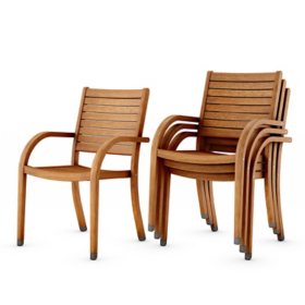 Amazonia Catalina Wood Patio Dining Chairs (Set Of 4)