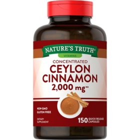 Nature's Truth Concentrated Ceylon Cinnamon 2,000 mg Capsules 150 ct.