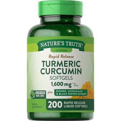 Nature's Truth Turmeric Curcumin Softgels 1,600mg (200 ct.) - Sam's Club
