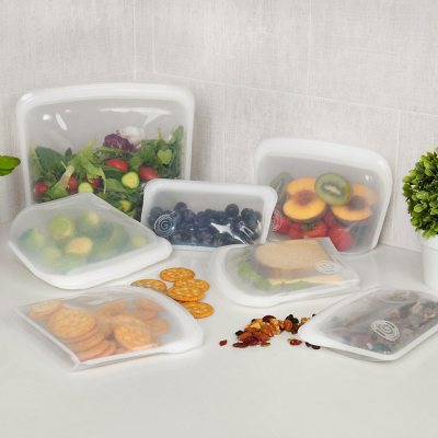 Honest Goods 7-Piece Silicone Food Storage Bags (Clear)