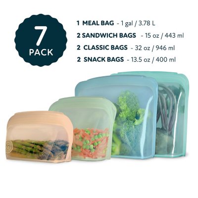 Reusable Slide-lock Bags Silicone Dishwasher Safe, 4 Pack BPA FREE Platinum  Silicone Reusable Freezer Bags, Reusable Sandwich Kids Snack Bags, Leak