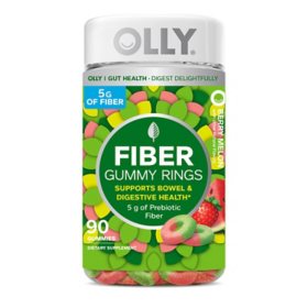 OLLY Fiber Gummy Rings 5g Prebiotic Fiber, Strawberry Watermelon, 90 ct.