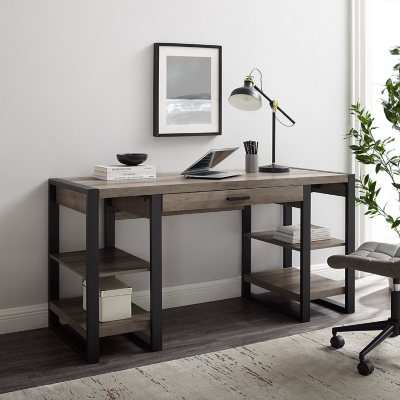 Techni Mobili Functional L-Shape Desk with Storage, Grey - Sam's Club