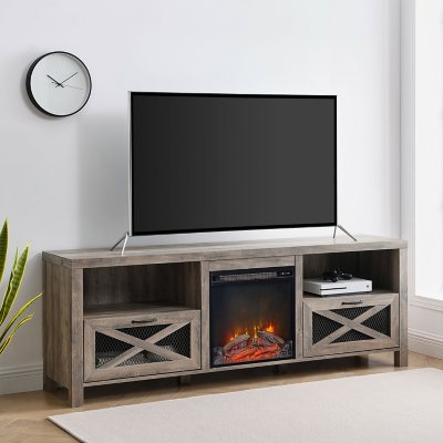 Fireplace farmhouse deals tv stand