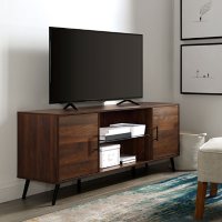 Nora 60" Mid-Century Modern 2-Door TV Stand - Dark Walnut