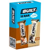 Built Protein Bar Mixed Box, Salted Caramel and Cookies 'N Cream + 1 Free Coconut Puff (13 pk.)