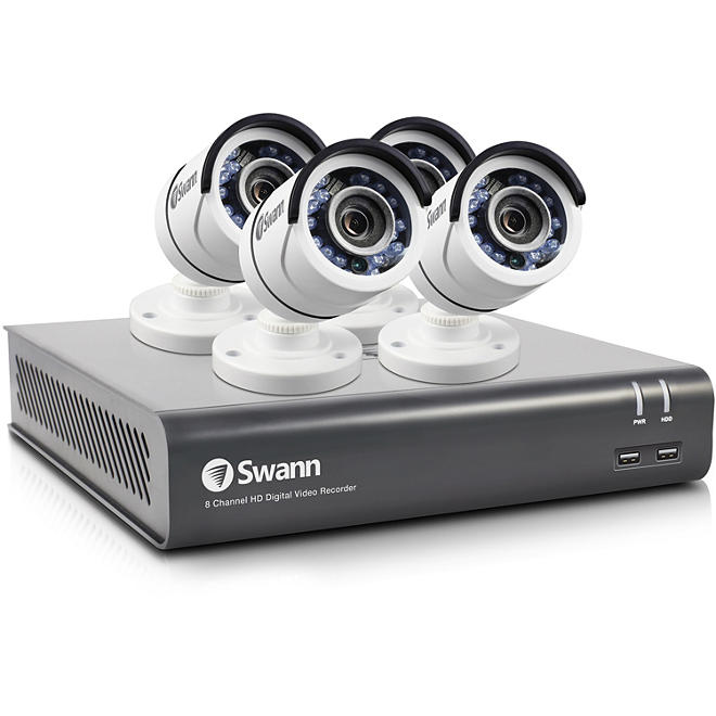 Swann 8-Channel 3MP Security System with 1 TB Hard Drive, 4x 3MP Bullet Cameras and 50' Night Vision